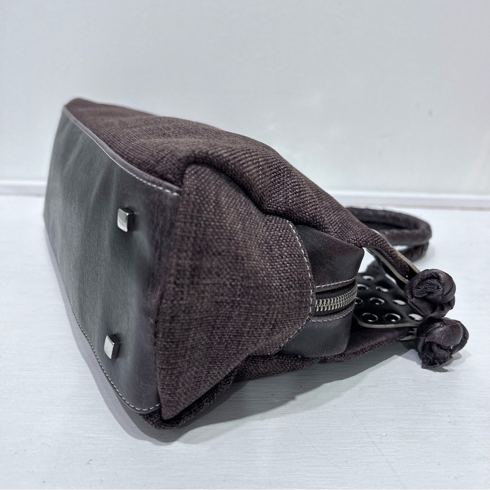 MATT & NAT Women’s Brown Canvas Brown‎ Vegan Leather Handbag, Metal Stud Detail - Picture 5 of 13
